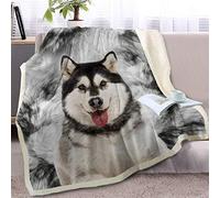 Alaskan Malamute Throw Blanket On Bed Sofa 3D Animal Dog Sherpa Fleece Blanket Husky Bedspreads Thin Quilt 150 * 180Cm