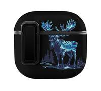 Alaskan Moose with Aurora Borealis Snowy Scene Cute Case PC Earbud Cases Protective Cover Compatible for AirPods 4