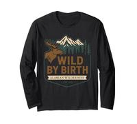 Alaskan Wilderness Pride Last Frontier Moose Bear Paw Long Sleeve T-Shirt