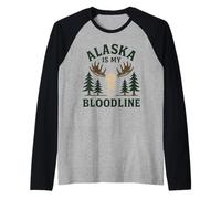 Alaskan Wilderness Pride Last Frontier Moose Bear Paw Raglan Baseball Tee