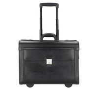 Alassio 2-wheel leather pilot case 48 cm laptop compartment black