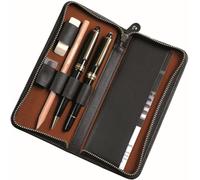 Alassio 2638 - Pen Case Made of Genuine Leather in Black Case Approx. 17.5 x 8 x 2.5 cm, Leather case for 3 pens and Accessories