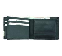 ALASSIO Black Men's Leather Wallet with Metal Emblem, 4 Credit Card Slots, Mesh Compartment, Note Compartment, Coin Pocket, Landscape Format, 8 x 10 x 1.5 cm