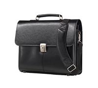 Alassio Briefcase Multi-section with Shoulder Strap Leather Black Ref 47011