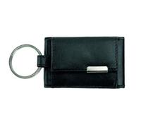 Alassio Mini Geldbörse aus feinem Nappaleder, kleines Portemonnaie mit Metallemblem und Schlüsselring Coin Pouch, 8 cm, Black (Schwarz)