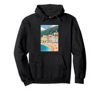 Alassio Sand Beach City by the Sea Italian Riviera Art Pullover Hoodie