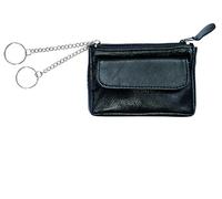 Alassio Schlüsseletui aus feinem Nappaleder, mit 2 Schlüsselringen an Ketten und Vorfach Key Case, 12 cm, Black (Schwarz)