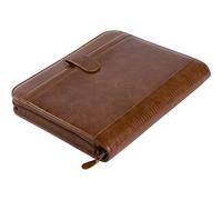 Alassio VITERBO 30053 Ring Binder DIN A4 Format Writing Case Made of FINEtouch Imitation Leather Document Folder Brown Approx. 29 x 36 x 5 cm