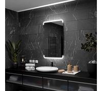 Alasta Assen Elegant Rectangular Bathroom Mirror with Lights 60x70 cm Customizable, LED Illuminated Bathroom Wall Mirror - Modern Style Bathroom LED Mirror