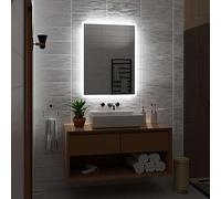 Alasta Boston Bathroom Mirror with LED Lights 60x130 cm Cold Light Contemporary Wall-Mounted Bathroom LED Mirror, Elegant Mirror with Lights for Modern Bathroom Decor