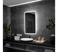 Alasta Boston Elegant Rectangular Bathroom Mirror with Lights 90x100 cm Customizable, LED Illuminated Bathroom Wall Mirror - Modern Style Bathroom LED Mirror