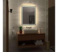 Alasta Madrid Bathroom Mirror with LED Lights 50x60 cm Warm Light Contemporary Wall-Mounted Bathroom LED Mirror, Elegant Mirror with Lights for Modern Bathroom Decor