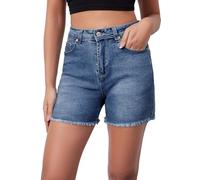 Alaster Queen Jeans Shorts Women Summer Fashion Short Jeans Women Raw Edge Jean Stretch Denim Shorts Blue XXL