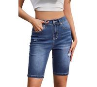 Alaster Queen Shorts Women with Pockets Jean Shorts Women Elastic Shorts Women Summer Bermuda Shorts Navy Blue XXL
