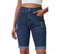 Alaster Queen Women Jeans Bermuda Shorts High Waist Summer Fashion Shorts Women Classic Bermuda Jeans Dark Blue M