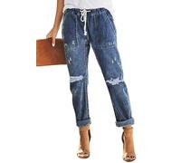 Alaster Queen Women Jeans High Waist Stretch Denim Jeans Trousers for Women Casual Stretch Stylish Trousers Navy Blue M