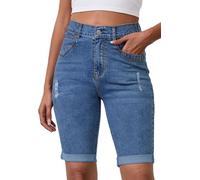 Alaster Queen Women Jeans Shorts Bermuda Jeans High Waist Summer Short Bermuda Shorts for Women Blue L