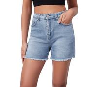 Alaster Queen Women Jeans Shorts Summer Lightweight Breathable Jeans Women Stylish Hotpants Denim Sky Blue XXL
