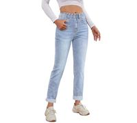 Alaster Queen Women Jeans Straight Jeans Women Jeans Medium Waist Women Fashion Jeans Women Stretch Light Blue S