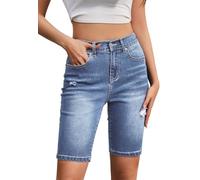 Alaster Queen Women Jeans with Pockets Bermuda Jeans Shorts Women Short Pants Women Summer Casual Shorts Blue XXL
