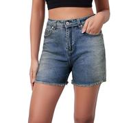 Alaster Queen Women Shorts Classic Denim High Waist Leisure Jean Shorts Simple Boyfriend Jeans Women Middle Blue XXL