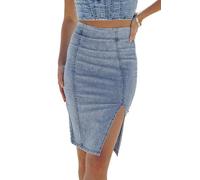 Alaster Queen Women's Denim Pencil Skirt Ladies High Waisted Bodycon Jean Split Skirt for Women UK, XXL