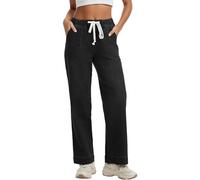 Alaster Queen Women's Jeans Wide Leg Medium Waist Straight Comfortable Elastic Denim Trousers, 249-black, L