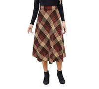 Alaster Queen Womens Long Plaid Skirt Ladies Midi High Elastic Waist Winter Pockets Skirts