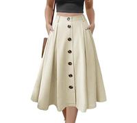 Alaster Queen Women's Long Pleated Skirt Ladies Midi High Elasticated Waist Flowy Pockets Skirt for Women UK, XXL