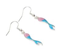 Alasum 1 Pair Gradient Opal Long Fishtail Earrings Alloy Drop Dangle Ear Jewelry for Daily Life and Parties, Chic and Easy to Match Female Ear Accessories