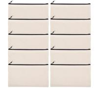 Alasum 10pcs Canvas Zipper Pencil Cases DIY Blank Heat Transfer Makeup Bags Practical and Convenient Beige Sublimation Storage Pouches for Travel and Craft