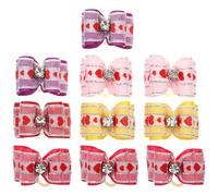 Alasum 10pcs Dog Hair Bows Hair Clips with Elastic Bands for Puppies and Pets Nylon Canvas Material for Different Using and Wearing Occasions Random Color