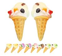 Alasum 10pcs Realistic Artificial Ice Cream Cone Model, Mixed Colors Fake Miniature Dessert Food for Photography Props, Dollhouse Pretend Play Kitchen Toys, Party Decorations & Shop Display