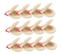 Alasum 12 pcs Wooden Rhythm Castanets for Music Education Finger Percussion Instruments Natural Wood Material Early Learning Musical Instrument