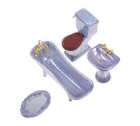 Alasum 12 Scale Miniature Ceramic Bathroom Set Dollhouse Furniture Blue-grey 4pcs Model Accessories for Playhouse Decor