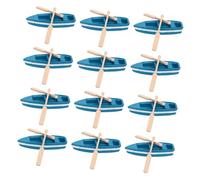 Alasum 12 Sets Mini Rowboat with Wooden Oars Small Handcrafted Wooden Canoe Models for Nautical Home and Bathroom Decor Rustic Coastal Charm Miniature Boat Statues for Fairy Gardens and