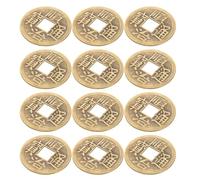 Alasum 12pcs Chinese Fortune Coins Feng Shui Brass Car Pendant Vintage Dynasty Design Lucky Coins for Wealth Success Prosperity and Protection Year