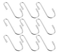 Alasum 12pcs S-Shaped Hooks Heavy Duty Iron PVC Storage Hooks with No Sharp Edges Stylish Silver for Storage Rooms