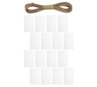 Alasum 16pcs White Acrylic Basket Labels with String for Sturdy Storage and Organizing Home Items, for DIY Kitchen and Pantry Hanging Tags