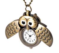 Alasum 1pc Vintage Decorative Owl Pocket Watch Antique Brass Retro Spreading Wings Crescent Design Timepiece Gift for Friends Family