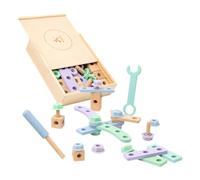 Alasum 1set Wooden Tool Box for Toddlers Creative Self-assembly Tool Kit Educational Building Toys for Develops Hand-eye Coordination and Logical Thinking