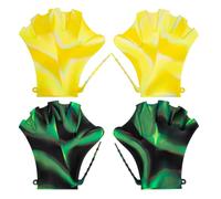 Alasum 2 Pairs Swimming Gloves Swim Training Gloves Silicone Adjustable Straps Double-layered Adults Beginners Pool Use Open Water Use