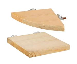 Alasum 2 Pcs Wooden Bird Perch Platforms for Budgies and Parrots, Fan-shaped and Square Flat Perches for Birdcage Accessories, Suitable for Cockatiels and Conures