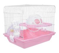 Alasum 2 Tier Plastic Dwarf Hamster Cage with Secure Enclosure, Well-ventilated Design, Exercise Wheel, Castle Hideout, Slide, Food Bowl and Water Bottle for Small Pets