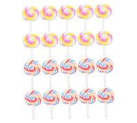 Alasum 20Pcs Rainbow Swirl Lollipop Resin Miniature Decorations for Fairy Tale Micro Landscape Colorful Simulation Candy for DIY Crafting and Home