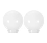 Alasum 2Pcs Acrylic Globe Lamp Shades Outdoor Milky White 150Mm Diameter 80Mm Threaded Opening for Garden Patio Fence Lighting
