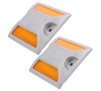 Alasum 2pcs Aluminum Roadside Reflector Pavement Markers Emergency Reflectors for Roads High Visibility Nighttime Safety Studs Wide Base Prevents Sinking Suitable for Driveways Streets