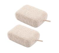 Alasum 2pcs Beige Bath Scrubber with Double-Layer Design Made of Flax and Sponge, Convenient for Storage and Refreshing Breathable Exfoliating Sponge for Shower and Bathing