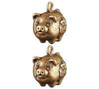 Alasum 2pcs Brass Little Pig Keychain Pendants, Antique Style Pig Charms for DIY Making, Creative Decorative Bag Pendants Sturdy Golden Finish