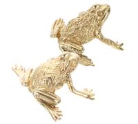 Alasum 2pcs Brass Toad Statues Desktop Tea Pets in Golden Brass, Unique Ancient Fengshui Toad Decor, Not Easy to Knock, for Home Or Office Ornament